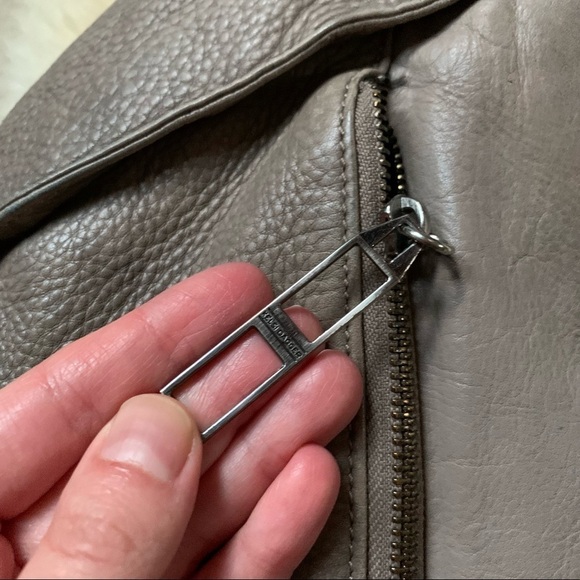 Kelsi Dagger Izzy Convertible Calf Leather Diagonal Hobo Bag Taupe Beige - Picture 8 of 15